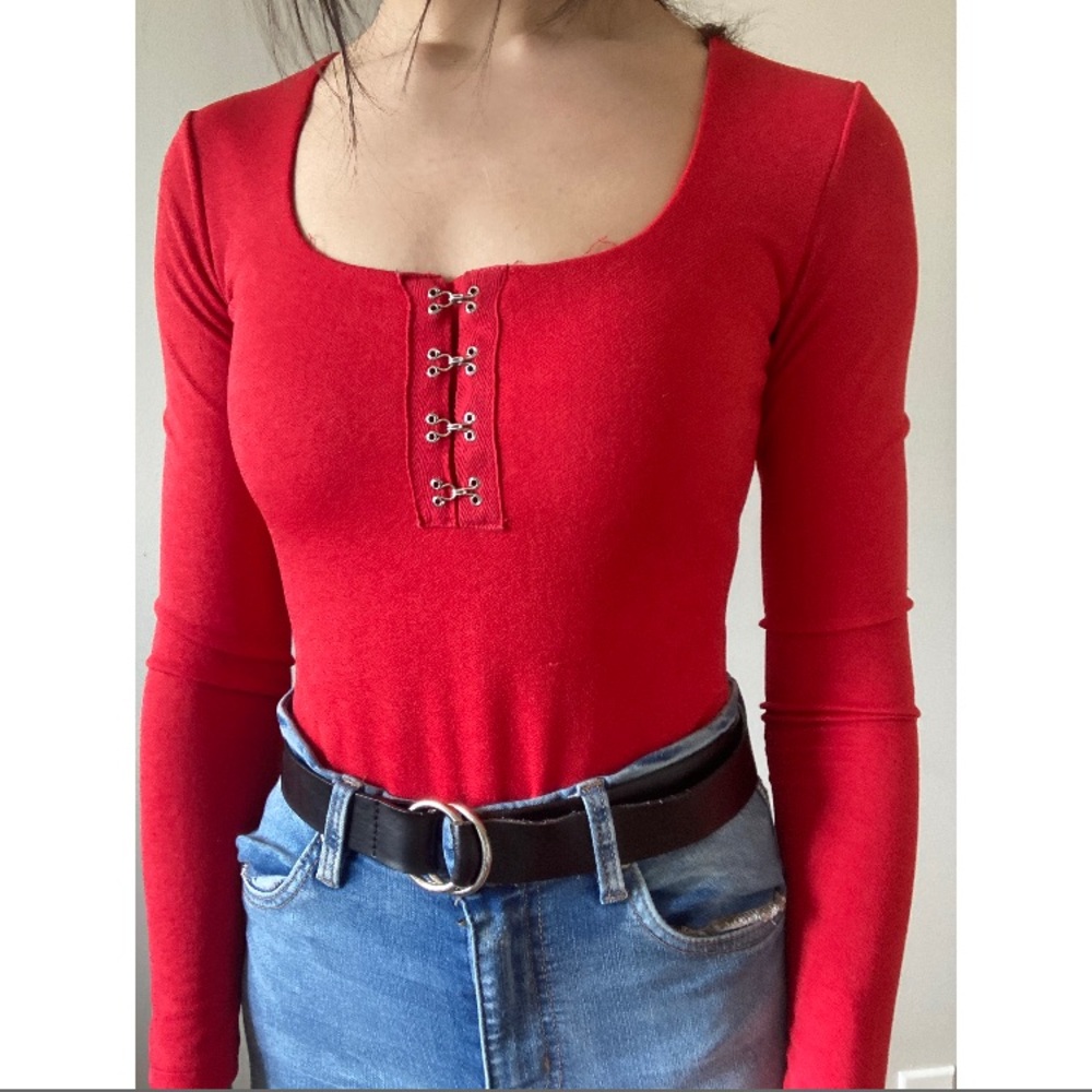 RED LONG SLEEVE BODYSUIT